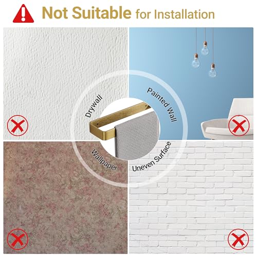SAYAYO Brushed Gold Hand Towel Holder for Bathroom Wall, 8 Inch Self Adhesive Towel Bar Hand Towel Rack Square Heavy Duty - color: Gold, size: 8 Inch