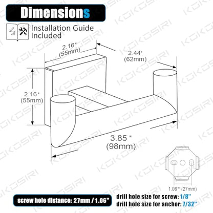 KOKOSIRI Robe Hook Bathroom Double Towel Coat Hooks for Bath Kitchen Wall Mounted, 2 Pack Chrome Stainless Steel B1015CH-P2 - color: Polished Chrome, size: 2 Pack