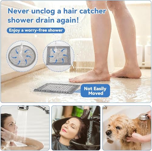 Shower Drain Hair Catcher,4.72",Hair Catcher for Bathroom Drain,Sink,Tub | Shower Drain Cover Protector,Easy Installation Clean,Prevents Clogged For Bath/Laundry room/Kitchen/Floor Drain,Sink,Bathtub - size: Square 4.72 inch