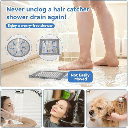Shower Drain Hair Catcher,4.72",Hair Catcher for Bathroom Drain,Sink,Tub | Shower Drain Cover Protector,Easy Installation Clean,Prevents Clogged For Bath/Laundry room/Kitchen/Floor Drain,Sink,Bathtub - size: Square 4.72 inch