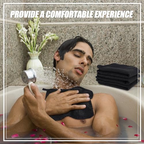 Tudomro 10 Pcs Exfoliating Washcloths Double Sided Man Wash Cloths Body Face Exfoliating Scrub Cloths for Shower Men Women(10 x 10 Inch,Black) - color: Black, size: 10 x 10 Inch