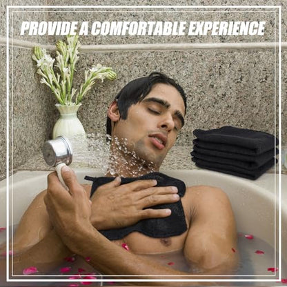 Tudomro 10 Pcs Exfoliating Washcloths Double Sided Man Wash Cloths Body Face Exfoliating Scrub Cloths for Shower Men Women(10 x 10 Inch,Black) - color: Black, size: 10 x 10 Inch