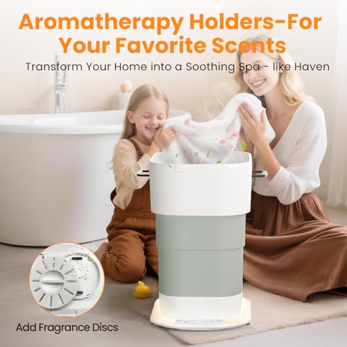 Foldable Towel Warmer 27L,Retractable Portable Towel Warmers Bucket | Time Setting & Auto Shut-Off, 3 Heat Levels with Lighting,Heats Towels/Robes/Blankets, Ideal for Bathroom (Grey) - color: Grey