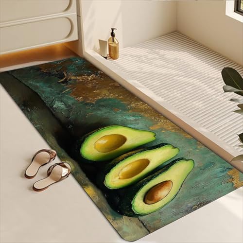 Bathroom Runner Mat Rugs Long,Healthy Food Avocados Painting Diatomite Stone Bath Mat Large Absorbent Diatomaceous Earth Mat Non Slip Fast Dry Shower Mat Bathroom Rugs Floor Mat 16x42in - color: Design07