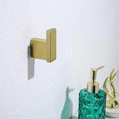 RANDOM Brushed Gold Towel Hook Modern Steel Clothes Rack Wall Mounted Coat Robe Clothes Hook for Bathroom Kitchen Home Garage 304 Stainless Steel Wall Hook 2 Pack 96009-8BG. - color: Single Hook-Brushed Gold