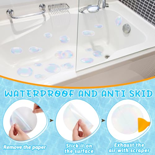Fullhawl 30 Pcs Clear Bubble Non Slip Bathtub Stickers Colorful Bubble Anti Slip Shower Stickers Shower Floor Nonslip Sticker Applique Adhesive Decals Treads with Scraper for Bathtub Bathroom Floor - style: Clear Bubble