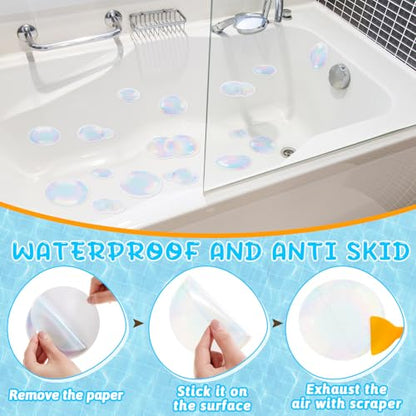 Fullhawl 30 Pcs Clear Bubble Non Slip Bathtub Stickers Colorful Bubble Anti Slip Shower Stickers Shower Floor Nonslip Sticker Applique Adhesive Decals Treads with Scraper for Bathtub Bathroom Floor - style: Clear Bubble