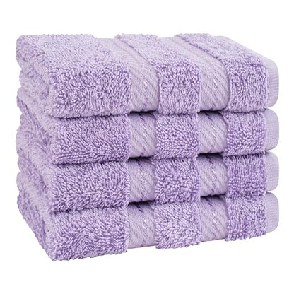 American Soft Linen 100% Cotton Luxury Turkish Towels, 4 PC Washcloth Set | Soft Absorbent Quick Dry OEKO Tex Standard 100 Certificated Durable Machine Washable Premium Hotel Quality - color: Lilac, size: 13"x13"
