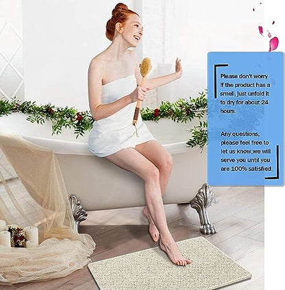 godehone Shower Mats Non Slip Without Suction Cups, PVC Loofah Bathroom Mats, Loofah Mats for Shower and Bathroom, Quick Drying, 15.7× 36 Inch, Beige - color: Beige, size: 36" x 15.7" (Rectangular)