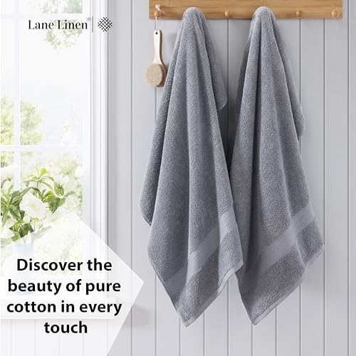 LANE LINEN Bath Sheets 100% Cotton 2 Pack Oversized Soft - Grey | Oversized Shower Sheets - Generously Sized, Oversized & Roomy, Lightweight & Breathable, Fade-Resistant Color - color: 04: Space Grey, size: 2 Piece Bath Sheets