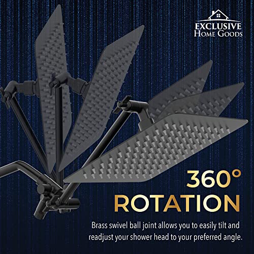 All Metal Shower Head 8" Dual Square Shower Head With Handheld Wand 71in Hose Set, High Pressure Rain Shower Heads Combo, 3-Way Diverter Rainfall Showerhead with Adjustable Extension Arm - color: Matte Black, size: 8 Inches, 1.8 GPM
