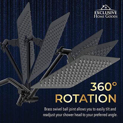 All Metal Shower Head 8" Dual Square Shower Head With Handheld Wand 71in Hose Set, High Pressure Rain Shower Heads Combo, 3-Way Diverter Rainfall Showerhead with Adjustable Extension Arm - color: Matte Black, size: 8 Inches, 2.5 GPM