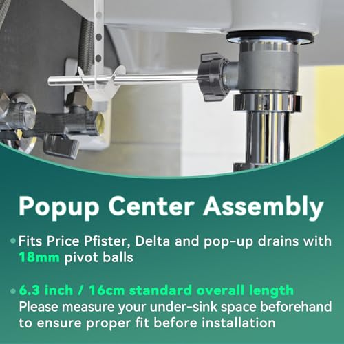 Sink Pivot Rod Replacement,18MM Ball, Bathroom Sink Drain Stopper Kit | Ball Pop Up Stopper Lever Compatible with Price Pfister, Delta, Lavatory Pop Up Center Piece Assembly - size: 18mm ball+ lever