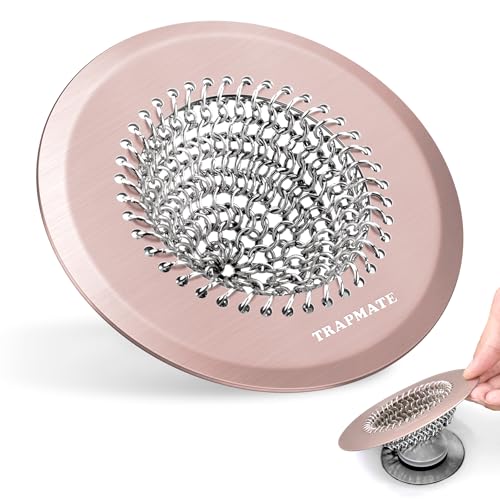 Shower Drain Hair Catcher, Fast Drainage Bathtub Drain Hair Catcher, Easy Clean Hair Catcher Shower Drain, Upgraded 304 Stainless Steel Shower Drain Cover For Shower Regular & Pop-up Drain (Rose Gold) - color: Pink