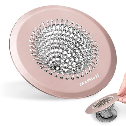Shower Drain Hair Catcher, Fast Drainage Bathtub Drain Hair Catcher, Easy Clean Hair Catcher Shower Drain, Upgraded 304 Stainless Steel Shower Drain Cover For Shower Regular & Pop-up Drain (Rose Gold) - color: Pink