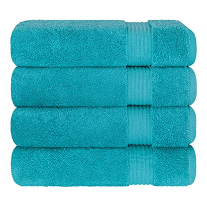 Cotton Paradise 100% Cotton Turkish Towel Set, Soft Absorbent Quick Dry, 4 Piece Bath Towel Set, Ocean Aqua - color: Ocean Aqua, size: 27"x54"