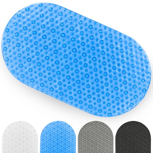 Vive Oval Bathtub Mat - Nonslip Shower Floor Pad - Non-Slip and Non-Skid | For Bath Tub with Strong Rubber Suction Cup Grip - for Baby, Elderly, Kids, Bathroom (Blue) - color: Blue