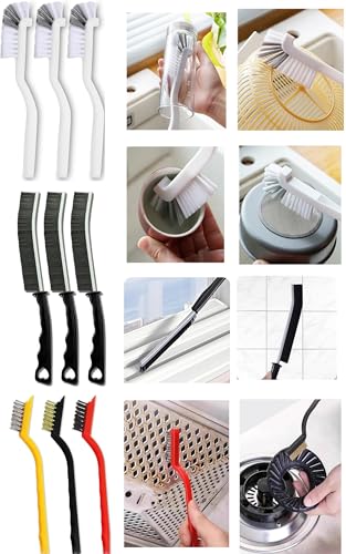 20pcs Cleaning Brush Set, Crevice Cleaning Brush Set with Mini Wire Nylon Bristle Brushes, Hard Bristle Scrub Brushes, Hard Water Stain Remover, Window Track Cleaner, Shower Head Cleaner