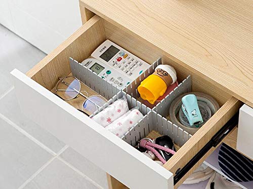 8pcs DIY Plastic Drawer Organizer Adjustable Drawer Dividers for Home Tidy Closet, Socks, Underwear, Office School Supplies, Kitchen Utensil Tools (Grey) - color: Gray