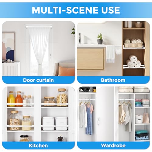 2 Pack Small Spring Tension Curtain Rod 8 to 12.5 Inch, Thin DIY Tension Rods No Drill for Slim Window Cupboard Closet Sidelights, White - color: White, size: 8" to 12.5"-2Pcs