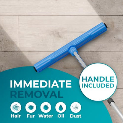 HeloMor 2 Pack 17” Floor Squeegee Broom Scrubbing Brush with Telescopic Long Handle for Garage, Patio, Deck, Tile and Shower | 62" Large Floor Squeegee for Concrete Floor | Shower Telescopic Squeegee - size: 17 Inch (2 Pack)