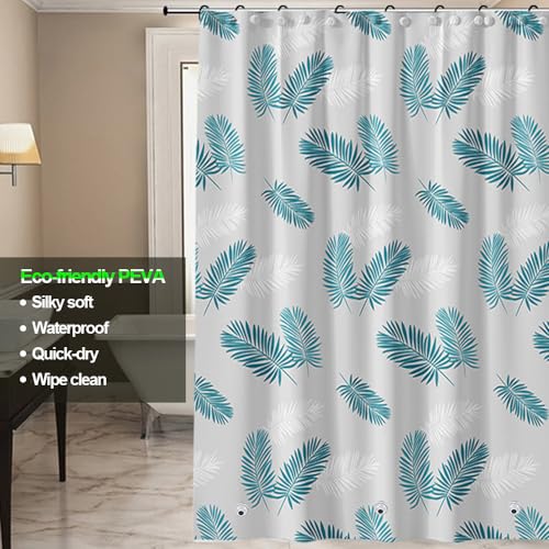 Plastic Shower Liner - Premium PEVA 4G Shower Curtain Liner with Rustproof Grommets and 3 Weighted Magnets, Waterproof Shower Curtains for Bathroom (Green Feather) - color: Green Feather, size: 71"W x 71"L (Pack of 1)