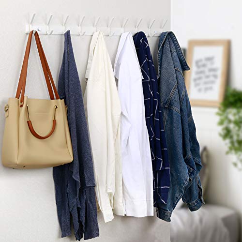 WEBI Coat Rack Wall Mounted,10 Hooks,30" Long Coat Hooks Wall Mount White,Coat Hanger Wall,Hook Rack,Jacket Hooks for Coats,Clothes,Hats - size: 10 Hooks