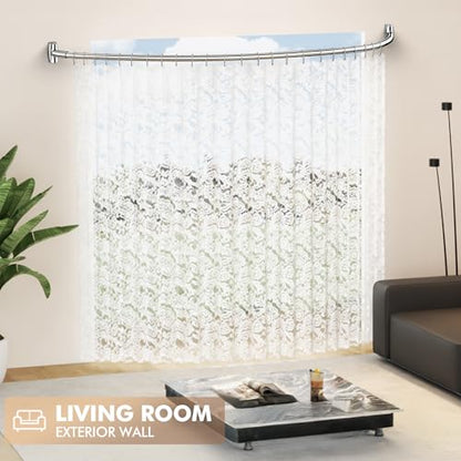 Curved Shower Curtain Rod for Bathroom, 40-72 Inches Adjustable Shower Rod | Rustproof Shower Curtain Rod with Rotating Brackets for Extra 30% Large Shower Space, 0.9MM thickness, Need to Drill, Chrome - color: Chrome