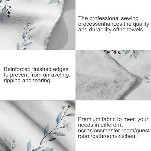 Hand Towels for Bathroom Blue Eucalyptus Leaf Kitchen Towels Set of 2 Soft Breathable Highly Absorbent Bath Towels for Bath Guest Gym Spa, 14.4x28.3 Inch - color: Blue Eucalyptus Leaf
