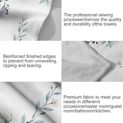 Hand Towels for Bathroom Blue Eucalyptus Leaf Kitchen Towels Set of 2 Soft Breathable Highly Absorbent Bath Towels for Bath Guest Gym Spa, 14.4x28.3 Inch - color: Blue Eucalyptus Leaf