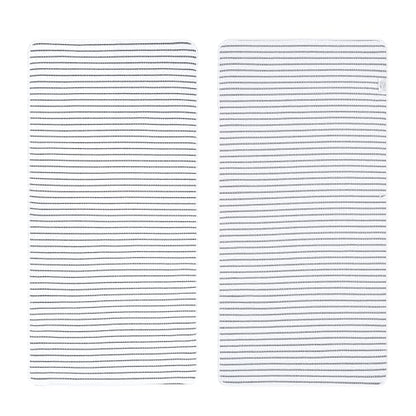 POLYTE 430 GSM Poly Blend Microfiber Quick Dry Waffle Bath Towel, 30x60 in | 4 Pack, Oversize, Lint Free, Body Towel - color: White/Black