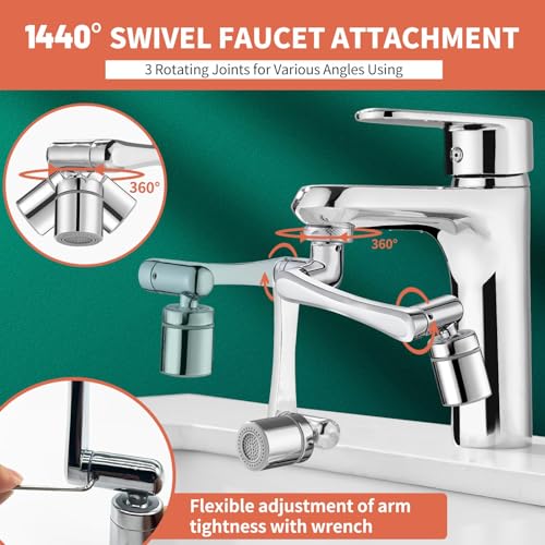 Patented CECEFIN Swivel Faucet Extender Sink Aerator NSF/ANSI 372 Standard | Bathroom/Kitchen Tap Extension Lead-free, 1440° Rotatable 2-Mode Water Splash Spray Attachment, Multifunctional Robotic Arm - color: A- Swivel Faucet Aerator