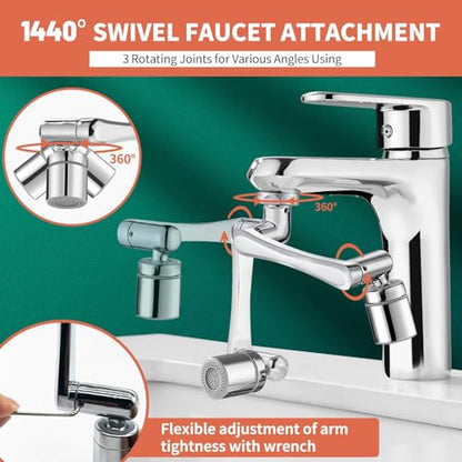 Patented CECEFIN Swivel Faucet Extender Sink Aerator NSF/ANSI 372 Standard | Bathroom/Kitchen Tap Extension Lead-free, 1440° Rotatable 2-Mode Water Splash Spray Attachment, Multifunctional Robotic Arm - color: A- Swivel Faucet Aerator