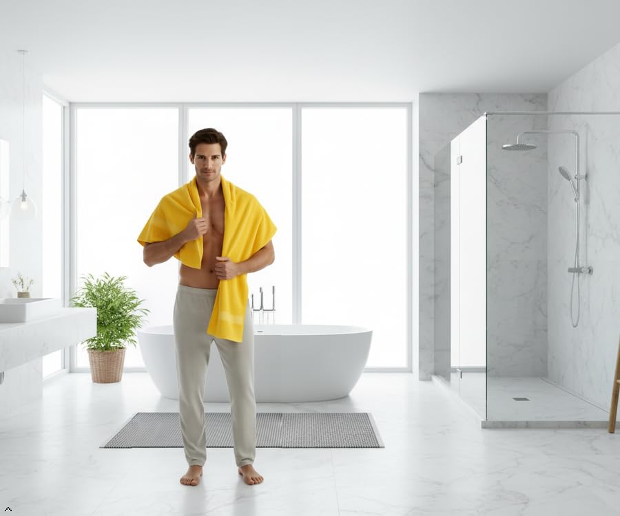 CRAFTBERRY- 6 Piece Cotton Bath Towel Set- 2 Bath - 2 Hand - 2 Face, Yellow | 100% Cotton • Thick & Plush • Hotel Quality • Ultra Soft • Highly Absorbent • Quick Dry • Low Lint • Machine Washable - color: Sunrise Yellow