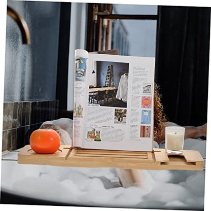 MAGICLULU Bathtub Storage Rack Bamboo Bathtub Tray Expandable Tub Organizer Bath for Bathroom