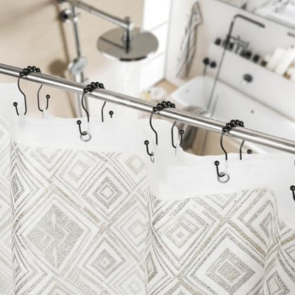 Resze 12PCS Shower Curtain Hooks, Sturdy Metal Shower Curtain Rings(Black) | Glide Roller Double Shower Hooks, Rust Proof Anti-Drop Curtain Hooks, Smooth Sliding Rings for Bathroom Shower Rods Curtains - color: Black
