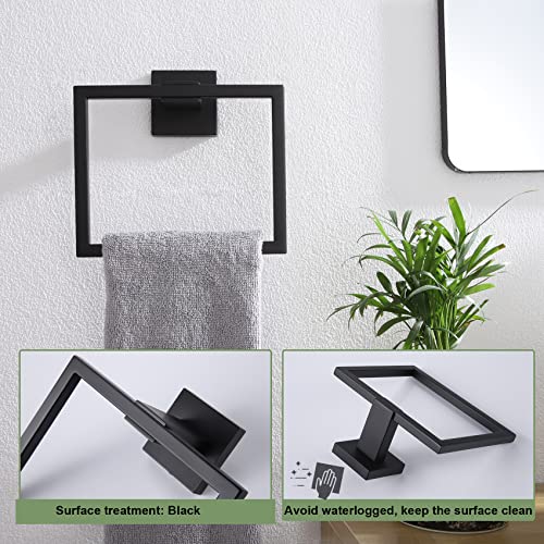 KOKOSIRI Hand Towel Ring Shower Towel Hanger 2PC Bath Towel Holder Bathroom Lavatory Stainless Steel Wall Mount 2 Pack, Matte Black, B3004BK-P2 - color: Matte Black, size: 2 Pack