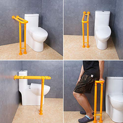 Bathroom Grab Bar Safety Support Rail, Toilet Bars with Legs,Wall Mounted Handrail Bracket,Elderly Freestanding Bars,Nylon Stainless Steel Bar,Ba - color: Yellow, size: 70×70cm