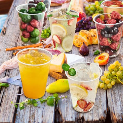 SIUQ 600 Pack 9 oz Plastic Cups, Clear Disposable Plastic Water Cups Bulk | Hot/Cold Party Drinking Cups for Picnic, BBQ, Wedding, Travel, Thanksgiving, Christmas, Gathering, Events & Commercial Use - style: 9 oz-600pack