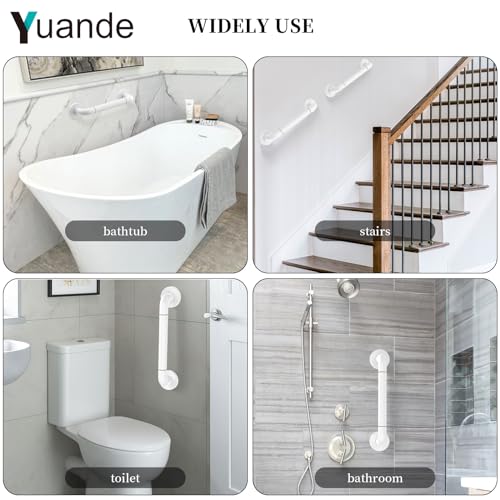 Grab Bars for Shower 14", YuanDe White Bath Grab Bar with Anti-Slip Grip and Safety Luminous Circles, Stainless Steel Bathroom Safety Handrail Support, Safety Bar Handle for Disabled Elderly Pregnant - size: 14inch-1 Pack