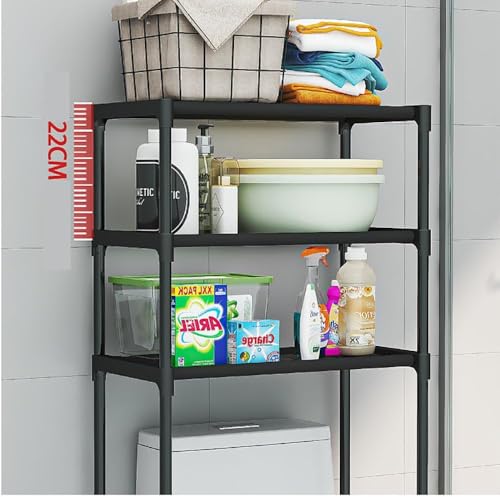 3-Tier Over the Toilet Storage, Metal Bathroom Shelve, Over Toilet Bathroom Organizer, Space Saver Bathrooms Shelve for Restroom Laundry Balcony, Black - color: Black