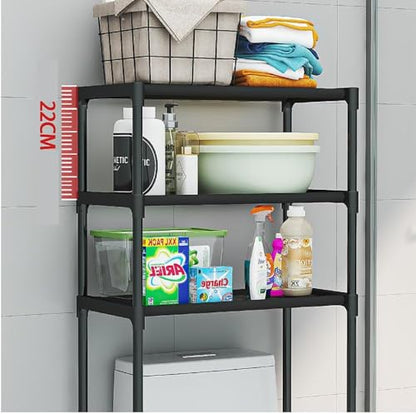 3-Tier Over the Toilet Storage, Metal Bathroom Shelve, Over Toilet Bathroom Organizer, Space Saver Bathrooms Shelve for Restroom Laundry Balcony, Black - color: Black