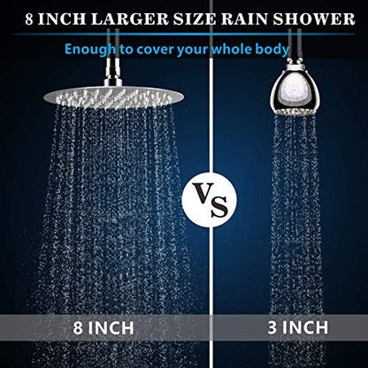 Voolan High Pressure Rain Shower Head - Rainfall Shower head Made of All Metal Stainless Steel - Comfortable Shower Experience Even at Low Water Flow (8 Inch, Brushed Nickel) - color: Brushed Nickel, size: 8 Inch