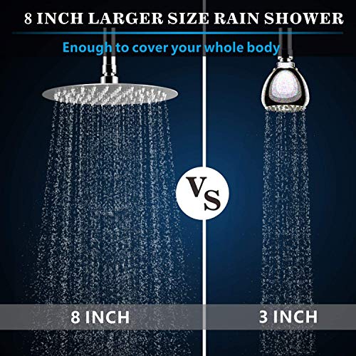 Voolan High Pressure Rain Shower Head - Rainfall Shower head Made of All Metal Stainless Steel - Comfortable Shower Experience Even at Low Water Flow (8 Inch, Brushed Nickel) - color: Brushed Nickel, size: 8 Inch