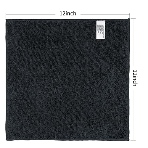 Orighty Washcloths Bulk Towels Set 50 Pack, Highly Absorbent and Super Soft Microfiber Fingertip Towels, Multi-Purpose Wash Cloths for Bathroom, Hotel, Spa, and Gym, 12x12 Inch, Black | Highly Absorbent & Soft Feel, Multi-Purpose Wash Cloths & Hand Towels