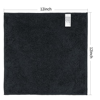 Orighty Washcloths Bulk Towels Set 50 Pack, Highly Absorbent and Super Soft Microfiber Fingertip Towels, Multi-Purpose Wash Cloths for Bathroom, Hotel, Spa, and Gym, 12x12 Inch, Black | Highly Absorbent & Soft Feel, Multi-Purpose Wash Cloths & Hand Towels