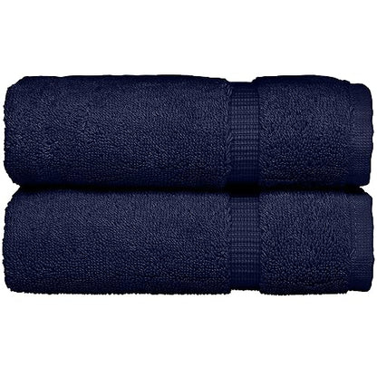 Monogrammed Hand Towel, Personalized Gift, 16 x 30 Inches - Set of 2 - Silver Embroidered Towel - Extra Absorbent 100% Turkish Cotton- Soft Terry Finish Bathroom, Kitchen Spa- Script J Navy - color: Silver on Navy, style: Initial J