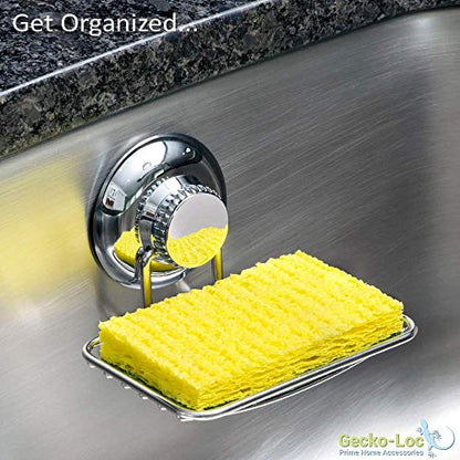 Gecko-Loc Soap Dish Suction mounting Bath soap bar Holder for Bathroom, Metal Bath Shower Bathtub wall Tile or Kitchen Sink soap or Sponge Dishes - Black - color: Black