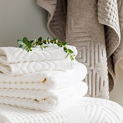 Texere 100% Organic Cotton Diamond Jacquard 700 GSM Luxury Bath Towel Sets - Ultra Soft and Absorbent Hotel Quality, 2 Large Bath Towels, 2 Hand Towels, 2 Washcloths (Diamond, Charcoal, 6 Piece) - color: Charcoal (Diamond)