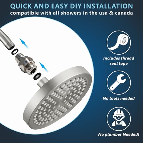 Voolan Solid Metal Shower Head Swivel Ball Adapter, Adjustable Pivot Ball To Adjust Showerhead Angle, Universal Connector Joint Fits Fixed, Hand Held & Rain Shower, Brushed Nickel - color: Brushed Nickel